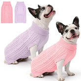Lorehelina two-pack dog sweaters in pink and purple, cozy winter warmth for medium breeds.