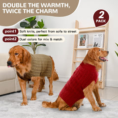 Lorehelina two-pack dog sweaters side view highlights flexible fit for movement