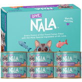 LOVE, NALA flaked tuna-salmon in broth closeup showcases lean protein and hydration.