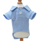 Lovelonglong Basic Dog Polo Shirt in sky blue on a dog for comfortable daily wear.