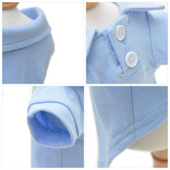 Lovelonglong Basic Dog Polo two-button collar close-up showing easy adjustment.
