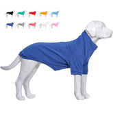Lovelonglong dog pullover sweatshirt blue worn by a Golden Retriever for cozy winter warmth.