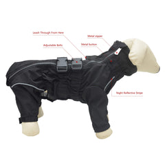 Lovelonglong dogs waterproof jacket close-up of SBS zipper and secure closure