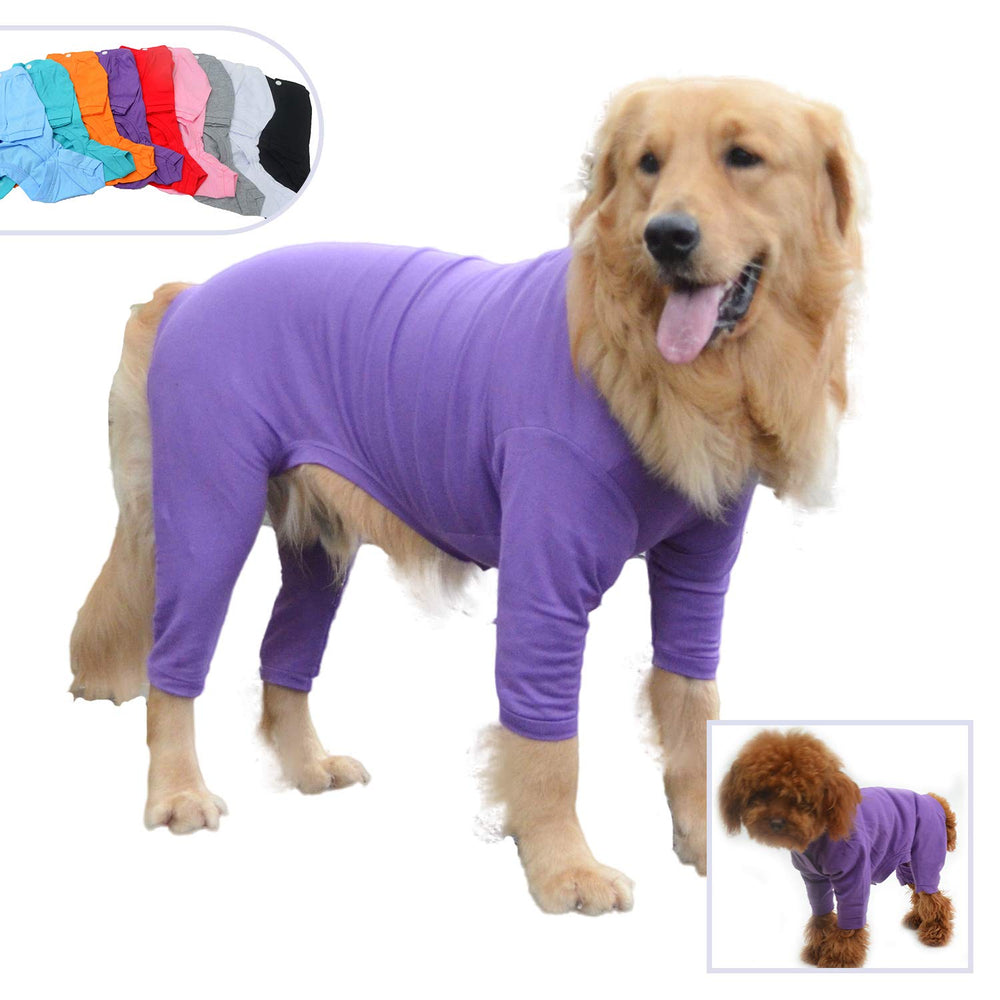 Lovelonglong four feet dog pajamas front view, breathable cotton for daily wear.