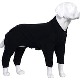 Lovelonglong four-feet dog pajamas worn on a dog for tidier indoor fur