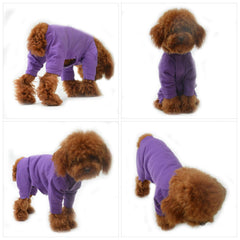 Lovelonglong four feet dog pajamas size chart, eight sizes from XS to XXXL.