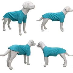 Lovelonglong dog shirt turquoise color with soft cotton fibers for comfort.