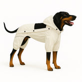 Lovelonglong waterproof dog raincoat front view showing full-coverage design for rainy walks.