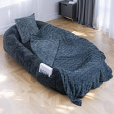 lovepals human dog bed setup shows plush fur for cozy lounging