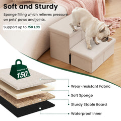 Love's cabin dog stairs assembly view highlights quick setup and stable base.