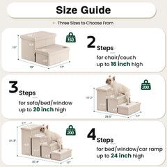 Love's cabin dog stairs beige side view folded for compact storage.
