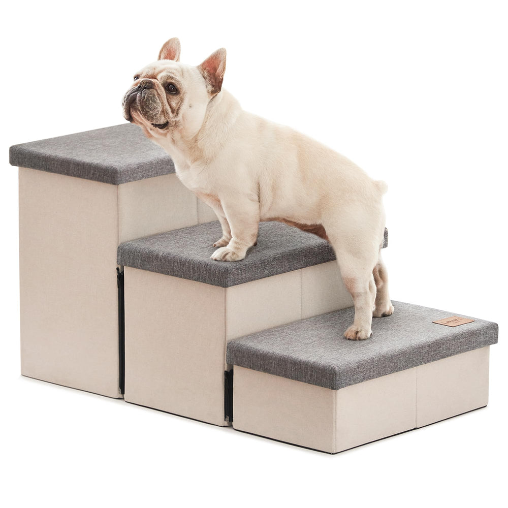 Love's cabin dog stairs high bed 3-step assembly helps pets reach elevated beds safely.