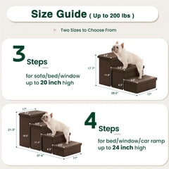 Love's cabin dog stairs with under-stairs storage keeps dog toys organized.