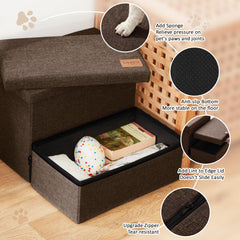 Love's cabin dog stairs storage understeps provide space for toys.