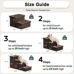 Love's cabin foldable dog stairs coffee color showcase easy portability.