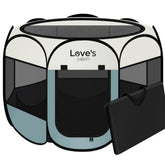 Love's cabin pet playpen circular 8-panel design for spacious indoor-outdoor play.