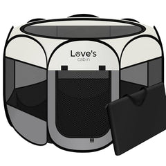 Love's cabin pet playpen folded with carrying case for easy transport