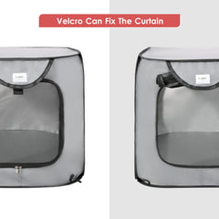 Love's Cabin pop-up kennel side ventilation highlights breathable panels