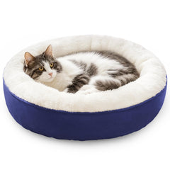 Love's cabin round donut bed front view showing cozy nest for small pets