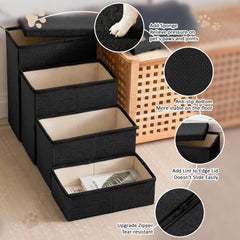 Love's cabin dog stairs fit beds and couches up to 24 inches high.
