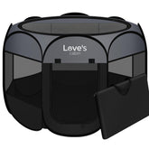 Love's cabin pet playpen 8-panel circular design for safe indoor or outdoor containment.