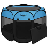Love's cabin pet playpen blue assembly-free setup for quick indoor-outdoor use