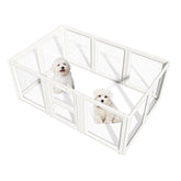LoveTail Clear Acrylic Dog Playpen assembled square for versatile indoor containment.