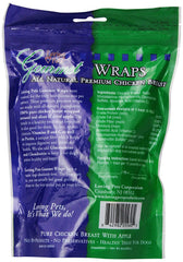 Loving Pets 2-pack apple-chicken wraps ingredients closeup shows real chicken and apple pieces for tasty chewy treat