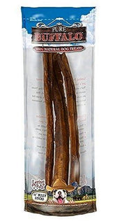 Loving Pets Pure Buffalo bully stick 12-inch pack unwrapped, long-lasting chew for dogs.