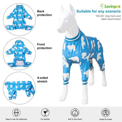 LovinPet big dog pajamas knee-surgery coverage supports post-op care.