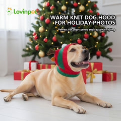 LovinPet Christmas dog hat snood stretch-knit for adjustable fit