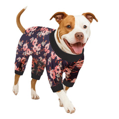 LovinPet large-breed dog pjs front view highlighting cozy floral black tan fit for warmth