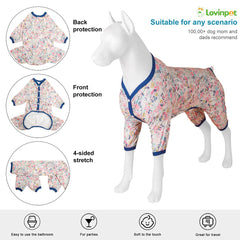 LovinPet dog pajamas in lightweight fabric keep pets cozy without bulk