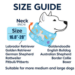LovinPet recovery collar blue with starlight prints, close-up adjustable strap.