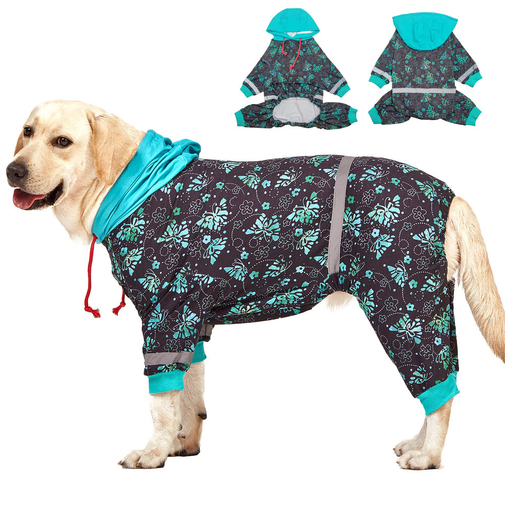 LovinPet large-breed dog onesie with UV-wound-care fabric for protection during outings.