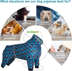 LovinPet PJS dog jumpsuit with reflective stripe enhances visibility for safe night walks