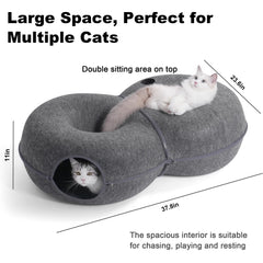 LovIntry 8-shaped cat tunnel bed interior view showcasing spacious enclosure for lounging.