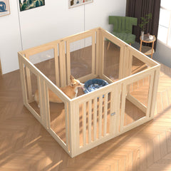 LOVIVO 8-panel dog playpen with door for quick indoor setup and safe containment.