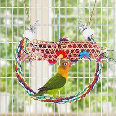 lovyoco rope perch colored bird toy provides varied perches and easy cage installation