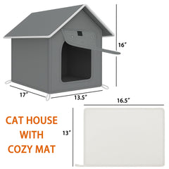 Loyareal Outdoor Cat House door flap blocks drafts and keeps moisture out.