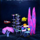 Lpraer glow coral branch adds a vivid focal point in the tank