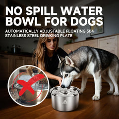 LQPBDFDC stainless-steel dog water bowl dispenser shows durable 304-grade construction.