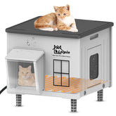 Lslpin indestructible heated cat house exterior shows weatherproof shell for outdoor warmth