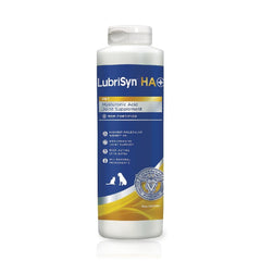 LubrisynHA bottle pour demonstrates easy daily dosing for pets.