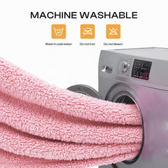 Luciphia pink sherpa fleece blanket close-up demonstrates soft, luxurious texture