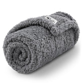 Luciphia Premium fleece pet blanket in grey with plush sherpa texture for cozy naps.