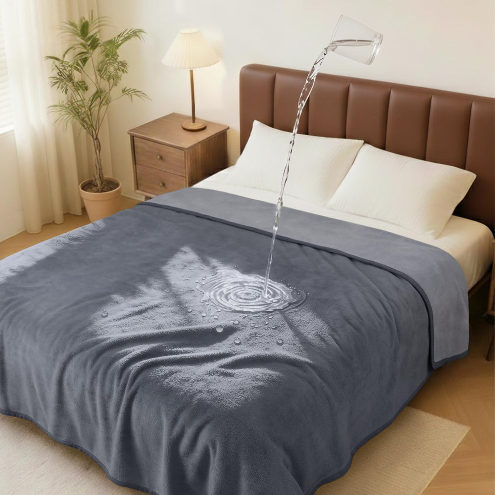Luciphia waterproof blanket with TPU layer protects furniture from spills