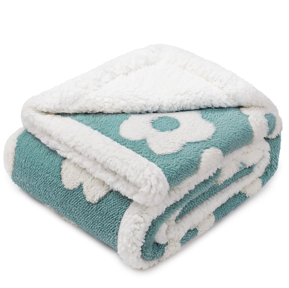 Luciphia waterproof pet blanket blue flatlay showing triple-layer protection for furniture.