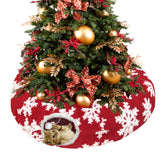 LUCKITTY Christmas Snowflake Cat Tunnel under tree, festive print protects ornaments and invites cozy play.