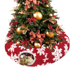 LUCKITTY Christmas Snowflake Cat Tunnel under tree, festive print protects ornaments and invites cozy play.